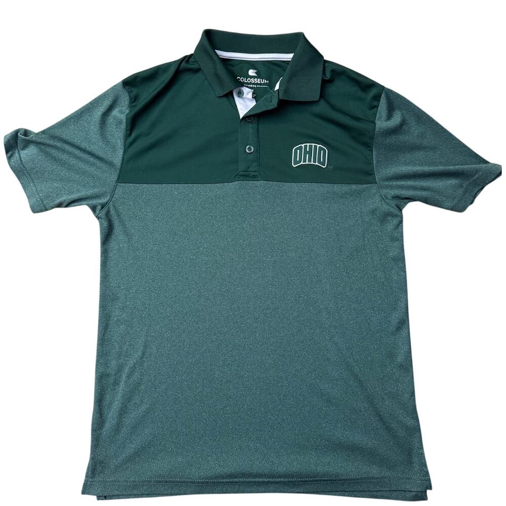 Ohio Bobcats NCAA Green Polo Colosseum Men's Short Sleeve Shirt Medium